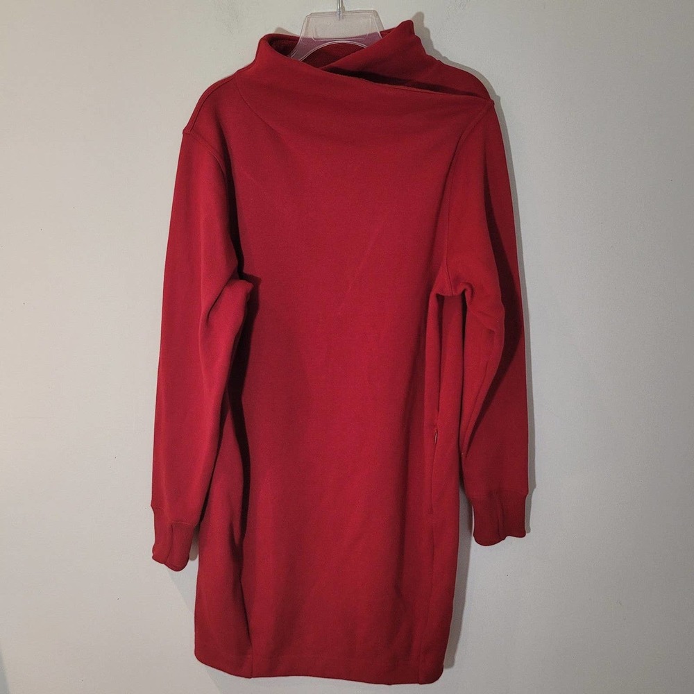 Athleta Crimson Red Long-Sleeve Knit Fleece  Dress